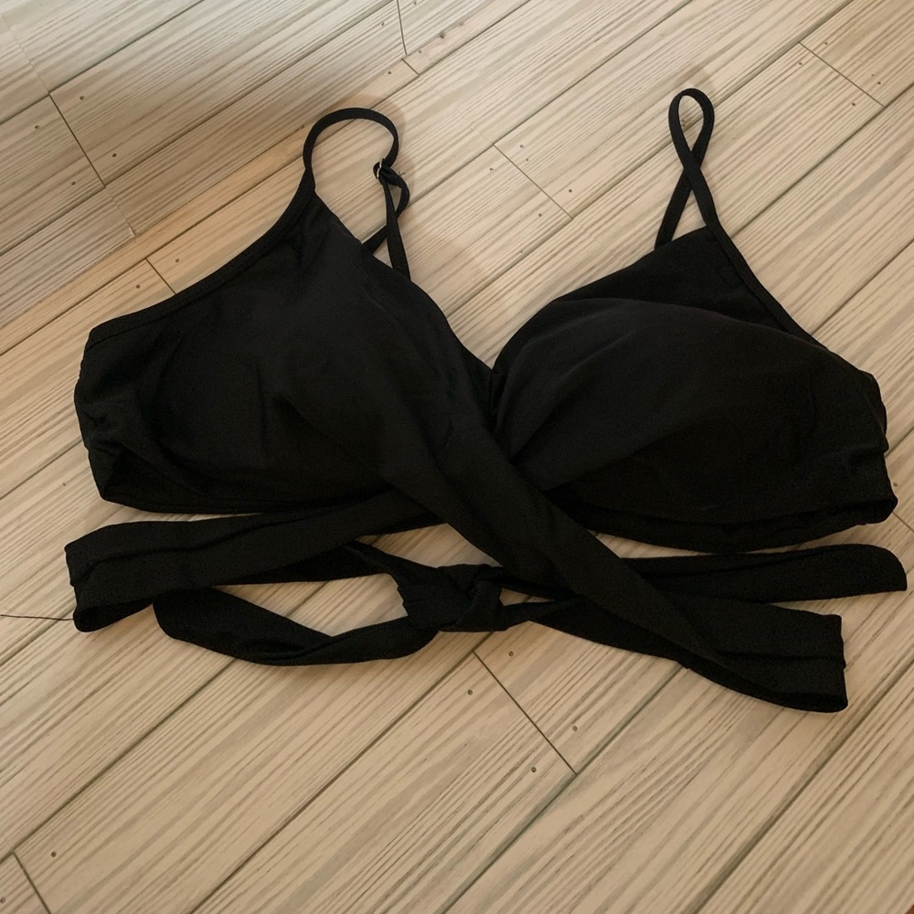 Black Wrap swim suit top